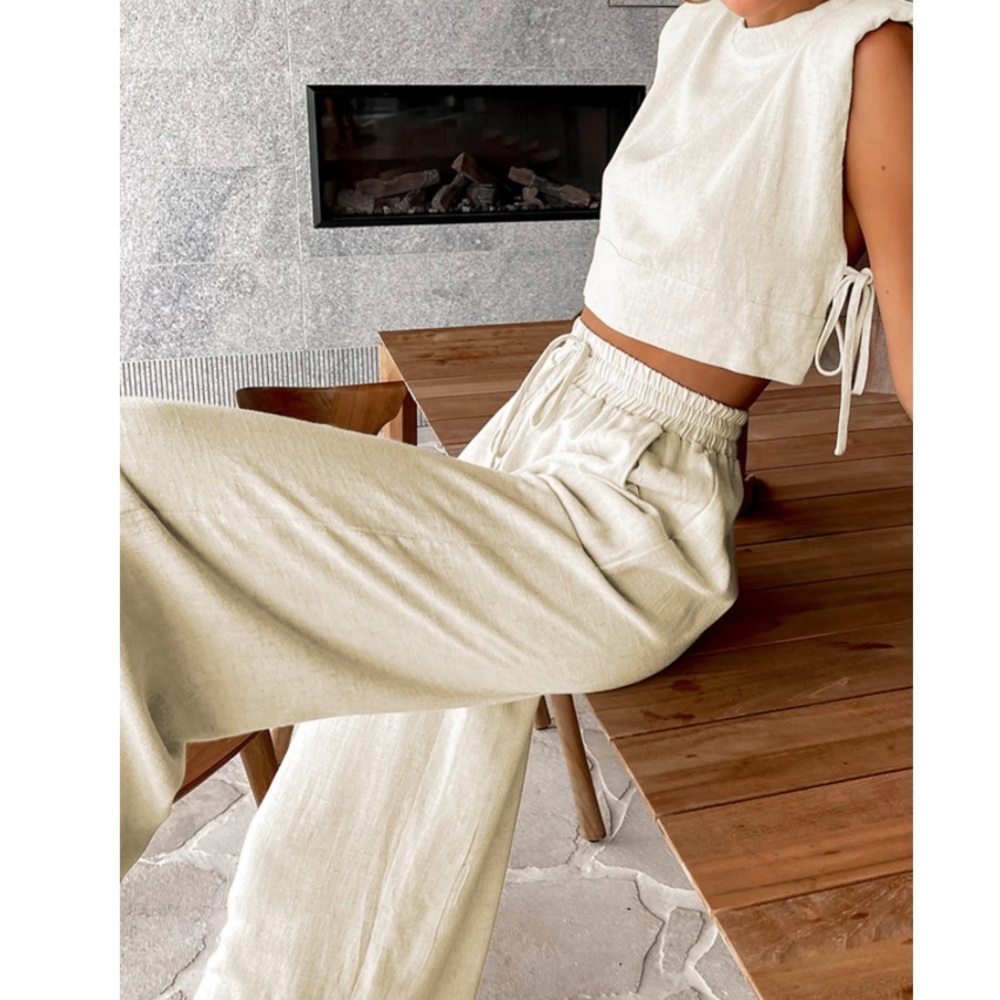 Commense Cream Wide Leg Pants with High Waist Size XS - New Never Worn